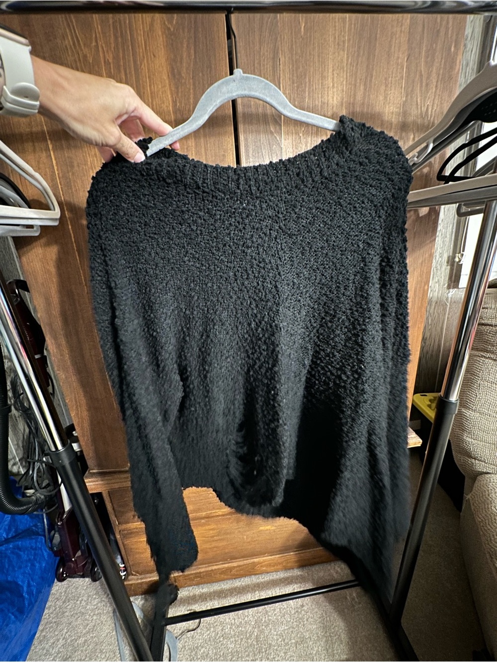 POL Cozy Textured Black Sweater